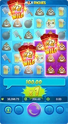 Emoji Riches · Panel informasi saldo dan pengaturan nilai taruhan