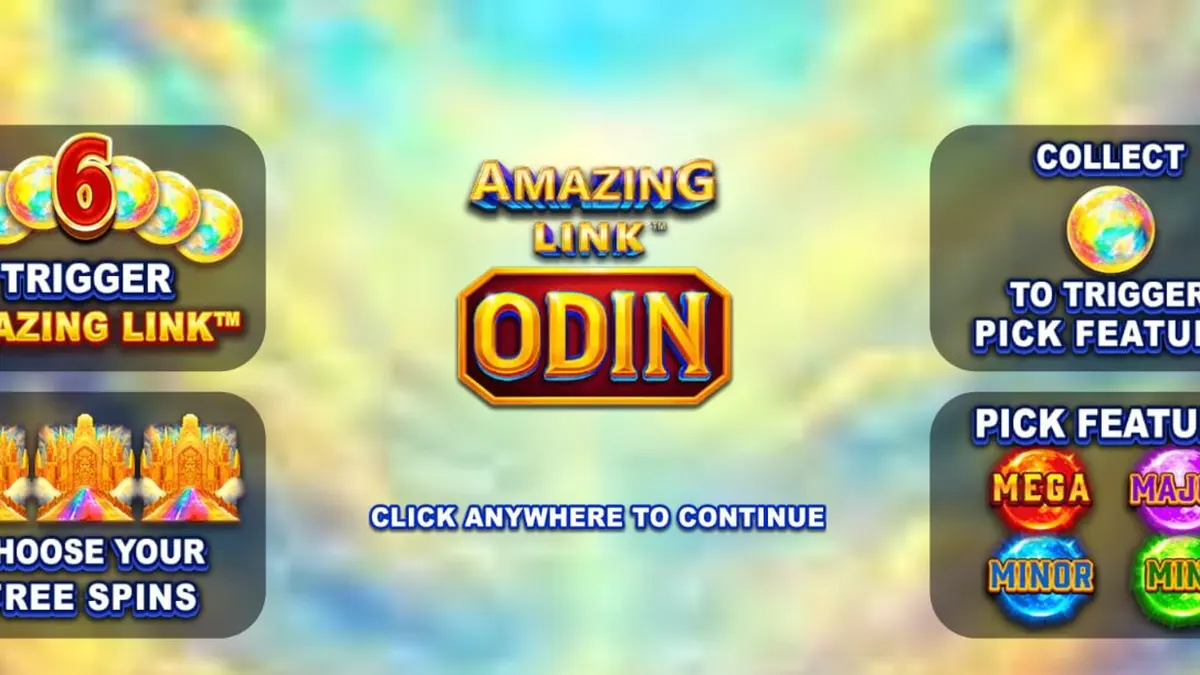 Amazing Link Odin slot game interface showing Norse mythology theme and golden coins